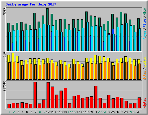 Daily usage for July 2017